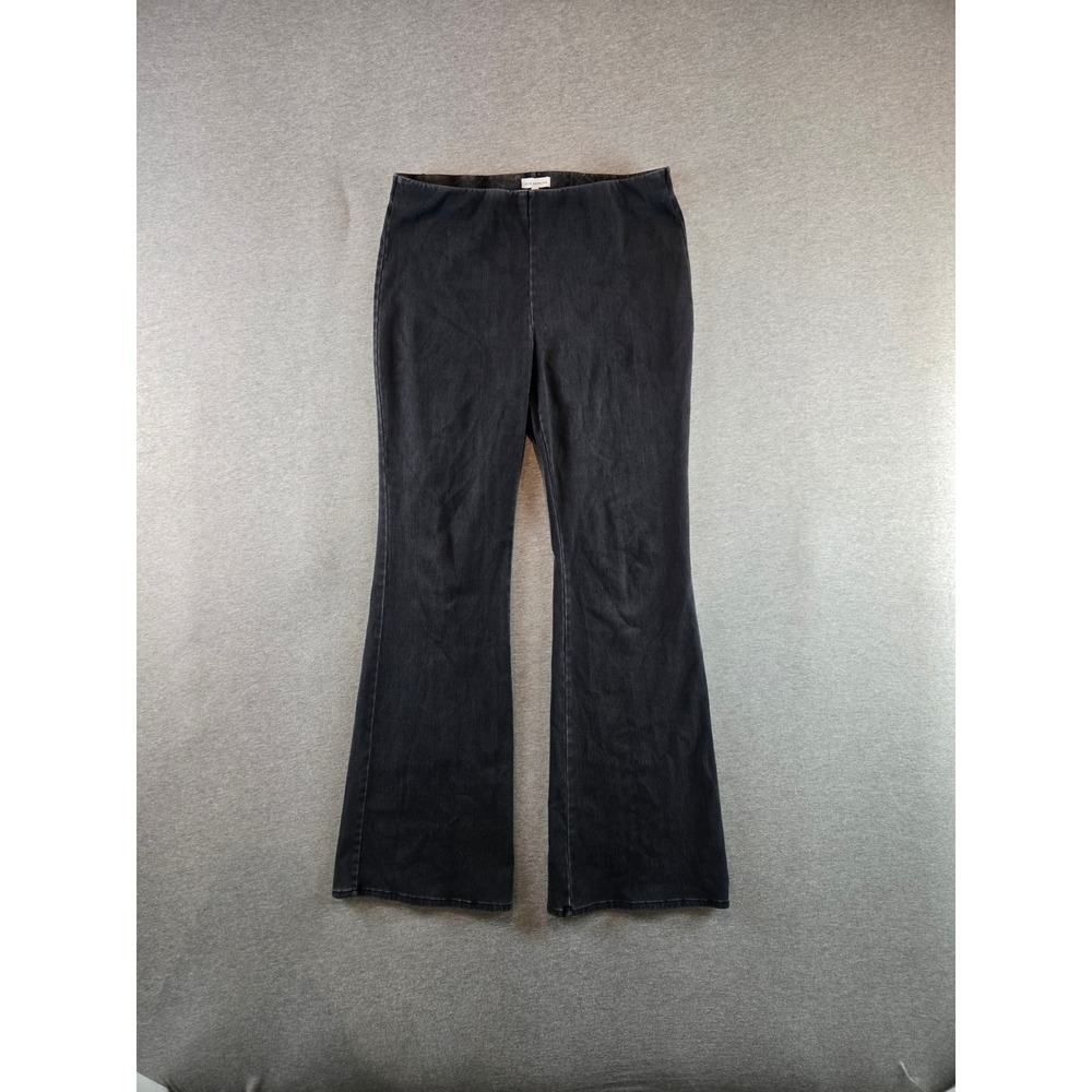 Good American Flare Pants Women 4 Washed‎ Black Soft Sculpt Pull On High Rise
